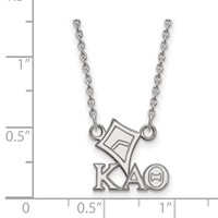 Sterling Silver Rhodium-plated LogoArt Kappa Alpha Theta Sorority Symbol Extra Small Pendant Necklace, 18" view 2