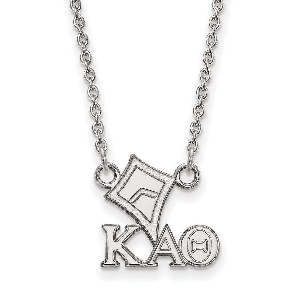 Sterling Silver Rhodium-plated LogoArt Kappa Alpha Theta Sorority Symbol Extra Small Pendant Necklace, 18"