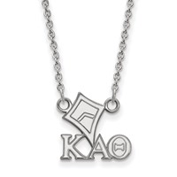 Sterling Silver Rhodium-plated LogoArt Kappa Alpha Theta Sorority Symbol Extra Small Pendant Necklace, 18" view 1