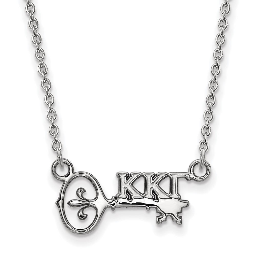 Sterling Silver Rhodium-plated LogoArt Kappa Kappa Gamma Sorority Symbol Extra Small Pendant Necklace, 18"