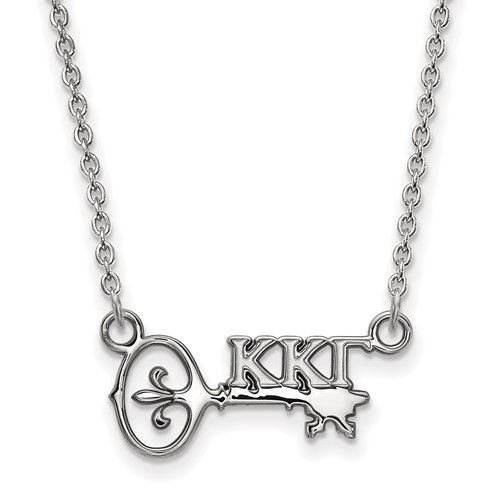 Sterling Silver Rhodium-plated LogoArt Kappa Kappa Gamma Sorority Symbol Extra Small Pendant Necklace, 18"