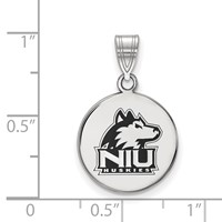 Sterling Silver Rhodium-plated LogoArt Northern Illinois University N-i-u Huskies Medium Enameled Disc Pendant view 2