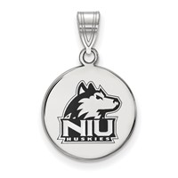 Sterling Silver Rhodium-plated LogoArt Northern Illinois University N-i-u Huskies Medium Enameled Disc Pendant view 1