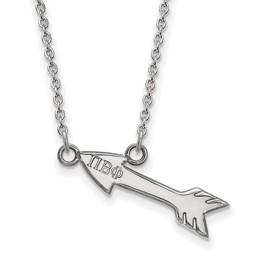 Sterling Silver Rhodium-plated LogoArt Pi Beta Phi Sorority Symbol Extra Small Pendant Necklace, 18"