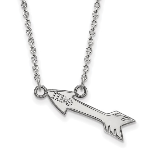 Sterling Silver Rhodium-plated LogoArt Pi Beta Phi Sorority Symbol Extra Small Pendant Necklace, 18"