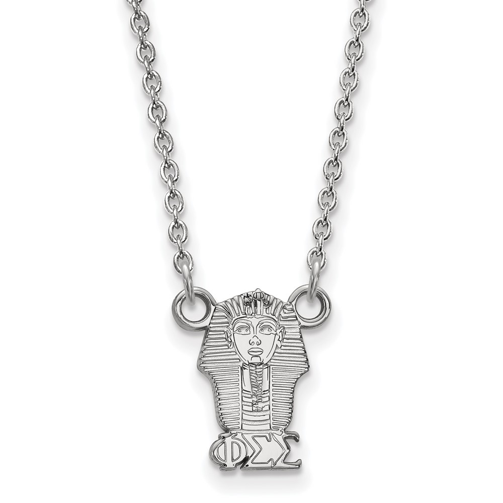 Sterling Silver Rhodium-plated LogoArt Phi Sigma Sigma Sorority Symbol Extra Small Pendant Necklace, 18"