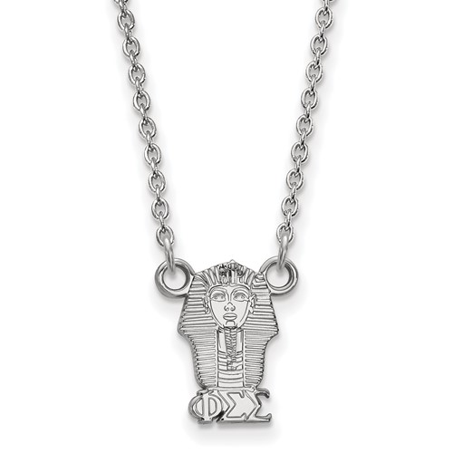 Sterling Silver Rhodium-plated LogoArt Phi Sigma Sigma Sorority Symbol Extra Small Pendant Necklace, 18"