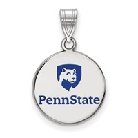 Sterling Silver Rhodium-plated LogoArt Penn State University Medium Enameled Disc Pendant view 1