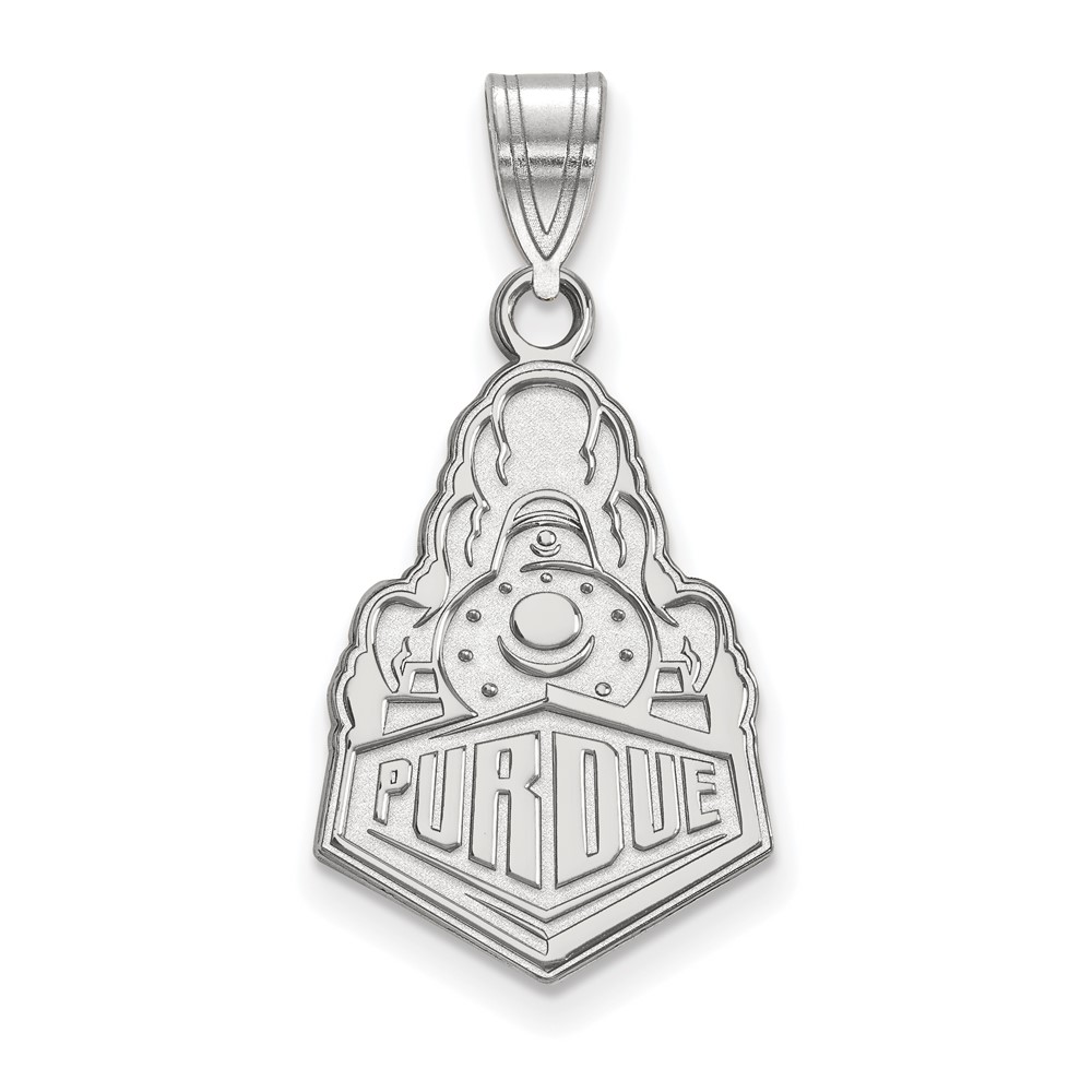 Sterling Silver Rhodium-plated LogoArt Purdue University Boilermakers Train Logo Large Pendant