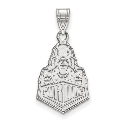 Sterling Silver Rhodium-plated LogoArt Purdue University Boilermakers Train Logo Large Pendant