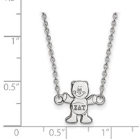 Sterling Silver Rhodium-plated LogoArt Sigma Delta Tau Sorority Symbol Extra Small Pendant Necklace, 18" view 2