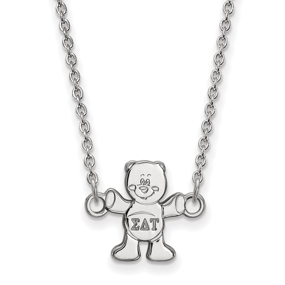 Sterling Silver Rhodium-plated LogoArt Sigma Delta Tau Sorority Symbol Extra Small Pendant Necklace, 18"