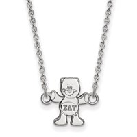 Sterling Silver Rhodium-plated LogoArt Sigma Delta Tau Sorority Symbol Extra Small Pendant Necklace, 18" view 1