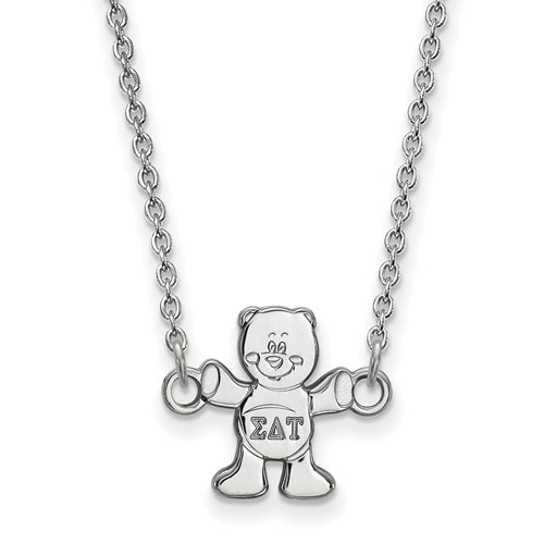 Sterling Silver Rhodium-plated LogoArt Sigma Delta Tau Sorority Symbol Extra Small Pendant Necklace, 18"