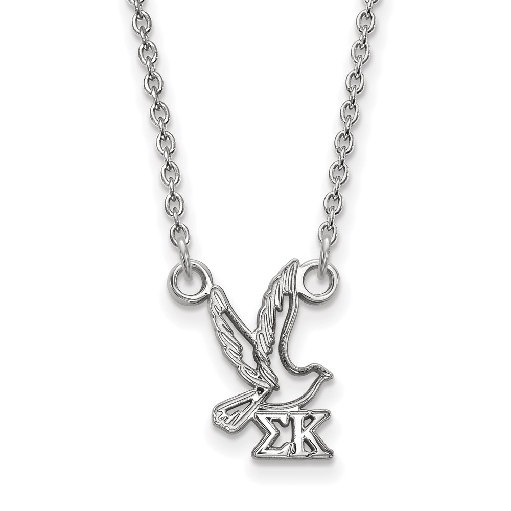 Sterling Silver Rhodium-plated LogoArt Sigma Kappa Sorority Symbol Extra Small Pendant Necklace, 18"