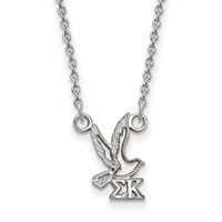Sterling Silver Rhodium-plated LogoArt Sigma Kappa Sorority Symbol Extra Small Pendant Necklace, 18" view 1