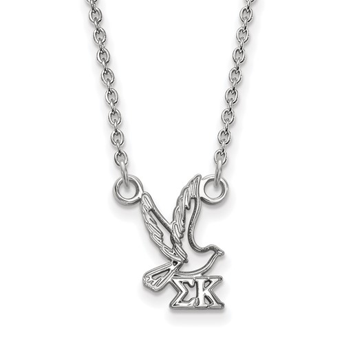 Sterling Silver Rhodium-plated LogoArt Sigma Kappa Sorority Symbol Extra Small Pendant Necklace, 18"