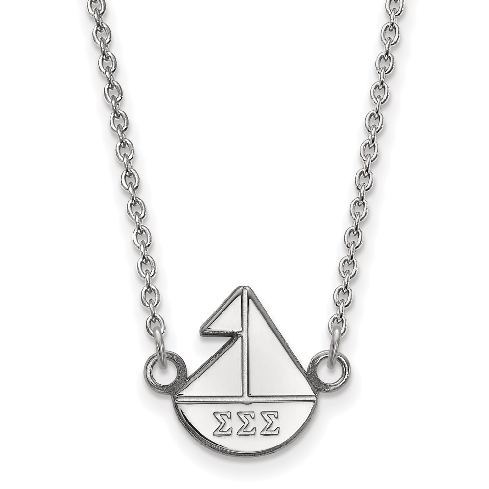 Sterling Silver Rhodium-plated LogoArt Sigma Sigma Sigma Sorority Symbol Extra Small Pendant Necklace, 18"