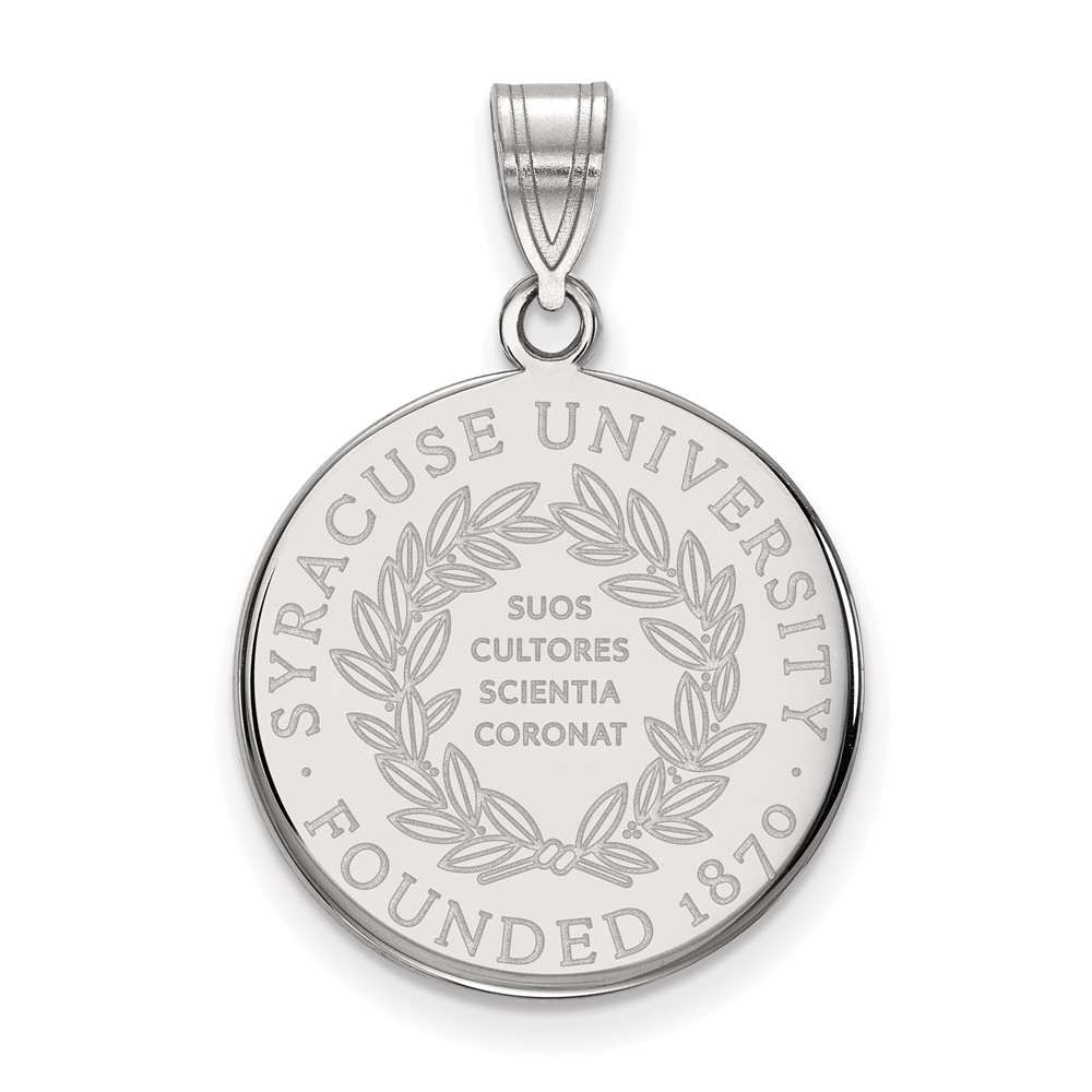 Sterling Silver Rhodium-plated LogoArt Syracuse University Large Crest Pendant