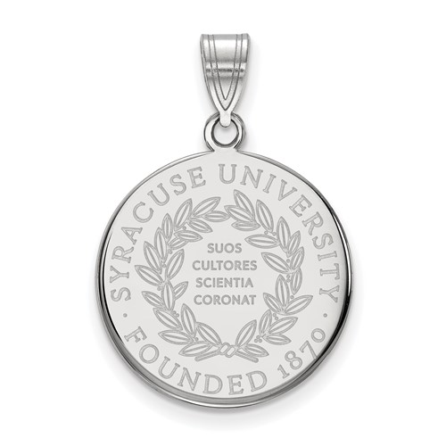 Sterling Silver Rhodium-plated LogoArt Syracuse University Large Crest Pendant