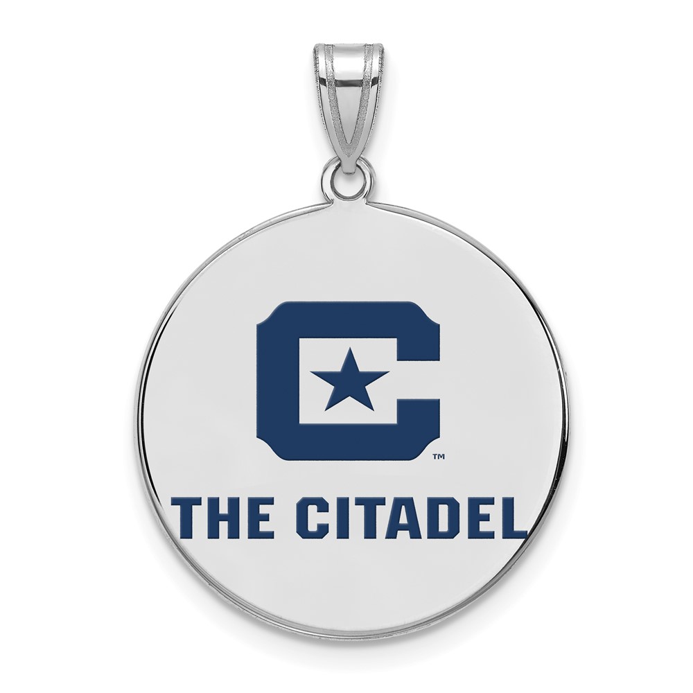 Sterling Silver Rh-plated LogoArt the Citadel XL Enamel Pendant