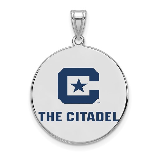 Sterling Silver Rh-plated LogoArt the Citadel XL Enamel Pendant