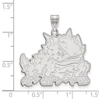 Sterling Silver Rhodium-plated LogoArt Texas Christian University Horned Frog Extra Large Pendant view 2