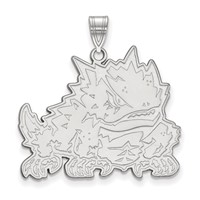 Sterling Silver Rhodium-plated LogoArt Texas Christian University Horned Frog Extra Large Pendant view 1