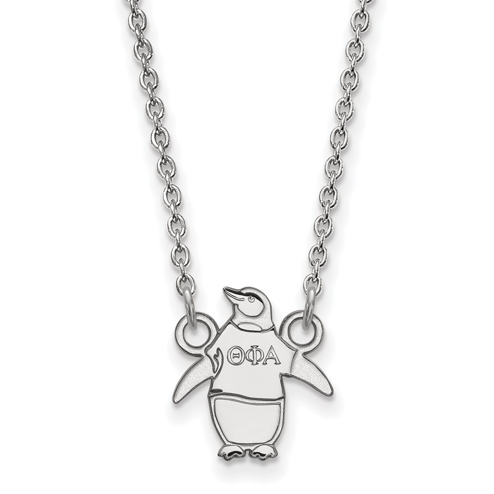 Sterling Silver Rhodium-plated LogoArt Theta Phi Alpha Sorority Symbol Extra Small Pendant Necklace, 18"