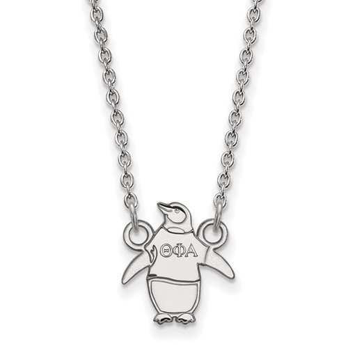 Sterling Silver Rhodium-plated LogoArt Theta Phi Alpha Sorority Symbol Extra Small Pendant Necklace, 18"