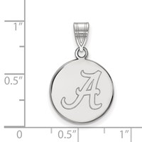 Sterling Silver Rhodium-plated LogoArt University of Alabama Letter a Medium Disc Pendant view 2