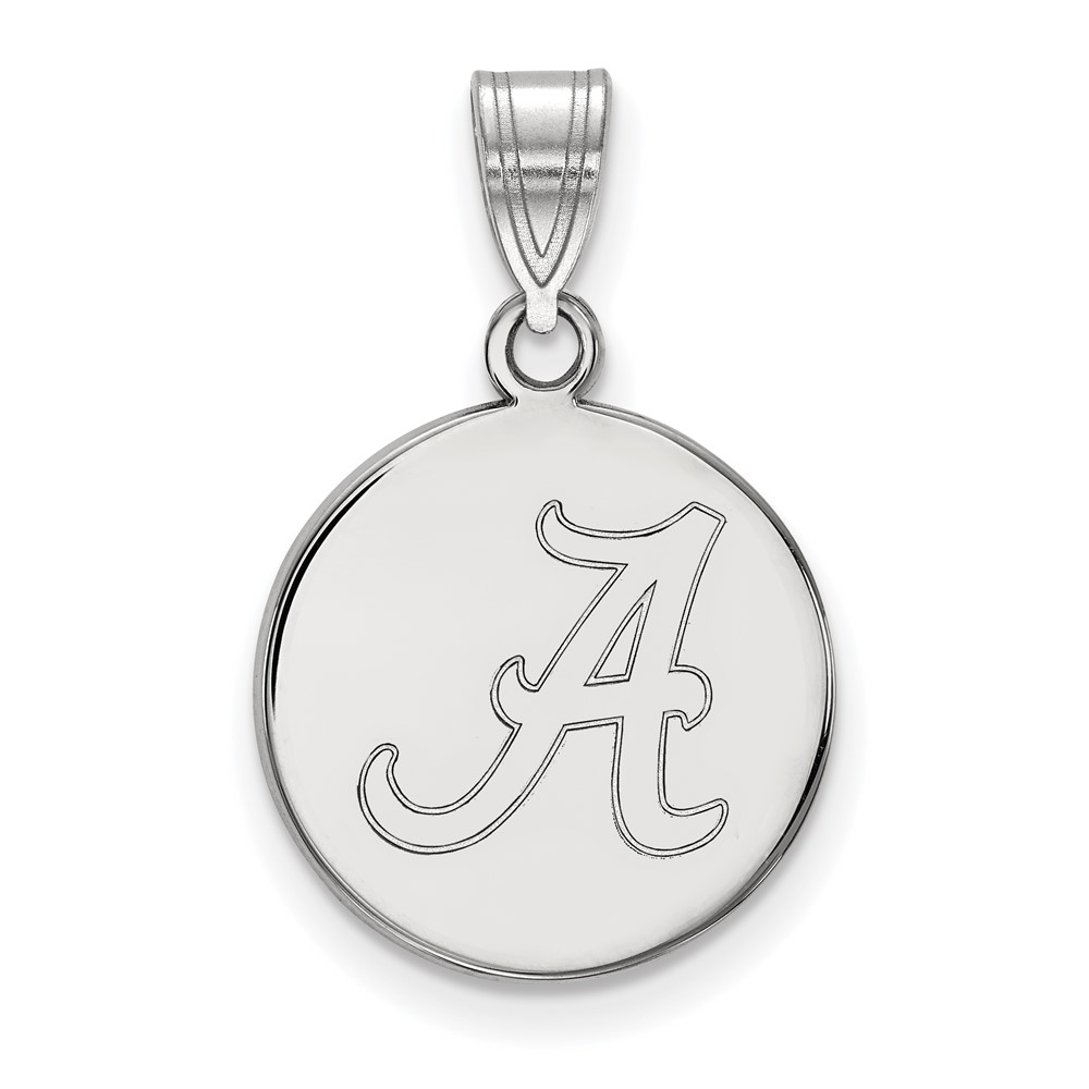 Sterling Silver Rhodium-plated LogoArt University of Alabama Letter a Medium Disc Pendant