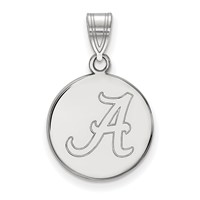 Sterling Silver Rhodium-plated LogoArt University of Alabama Letter a Medium Disc Pendant view 1