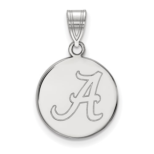 Sterling Silver Rhodium-plated LogoArt University of Alabama Letter a Medium Disc Pendant