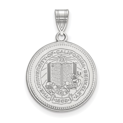 Sterling Silver Rhodium-plated LogoArt University of California Berkeley Large Crest Pendant