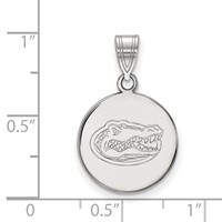 Sterling Silver Rhodium-plated LogoArt University of Florida Gator Medium Disc Pendant view 2