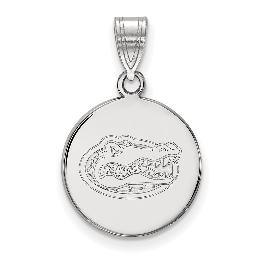 Sterling Silver Rhodium-plated LogoArt University of Florida Gator Medium Disc Pendant