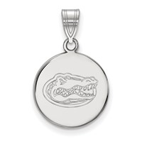 Sterling Silver Rhodium-plated LogoArt University of Florida Gator Medium Disc Pendant view 1