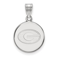 Sterling Silver Rhodium-plated LogoArt University of Georgia Letter G Medium Disc Pendant view 1