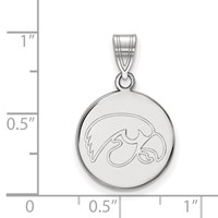 Sterling Silver Rhodium-plated LogoArt University of Iowa Hawk Medium Round Disc Pendant view 2