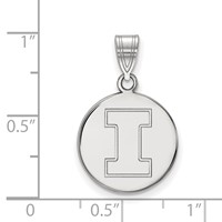 Sterling Silver Rhodium-plated LogoArt University of Illinois Letter I Medium Disc Pendant view 2