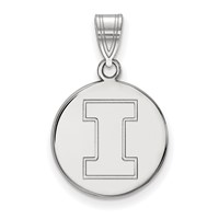 Sterling Silver Rhodium-plated LogoArt University of Illinois Letter I Medium Disc Pendant view 1
