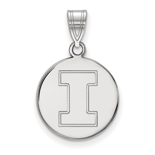 Sterling Silver Rhodium-plated LogoArt University of Illinois Letter I Medium Disc Pendant