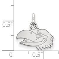 Sterling Silver Rhodium-plated LogoArt University of Kansas Jayhawk Extra Small Pendant view 2