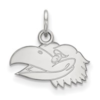 Sterling Silver Rhodium-plated LogoArt University of Kansas Jayhawk Extra Small Pendant view 1