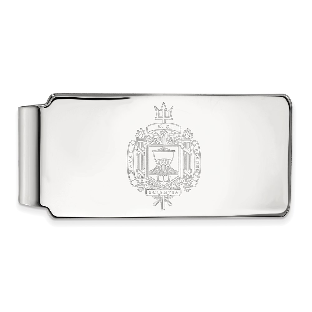 Sterling Silver Rhodium-plated LogoArt US Naval Academy Crest Money Clip