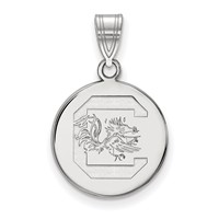 Sterling Silver Rhodium-plated LogoArt University of South Carolina Medium Disc Pendant view 1