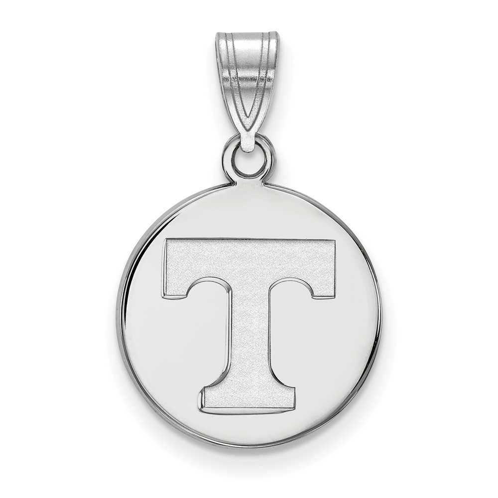 Sterling Silver Rhodium-plated LogoArt University of Tennessee Letter T Medium Disc Pendant