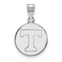 Sterling Silver Rhodium-plated LogoArt University of Tennessee Letter T Medium Disc Pendant view 1