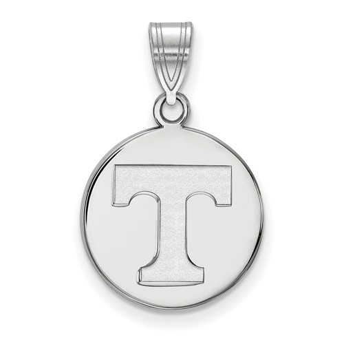 Sterling Silver Rhodium-plated LogoArt University of Tennessee Letter T Medium Disc Pendant